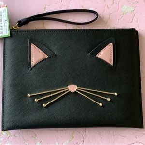 Kate Spade Bella Cat Medium Leather Pouch